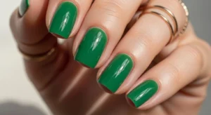 Short Glossy Green Everyday Nails