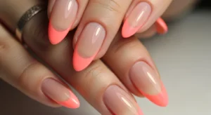 Peach Coral French Tips