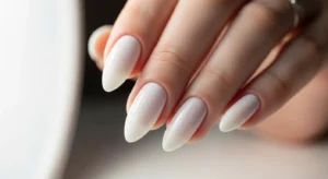 White Nails with Subtle Glitter Top Coat