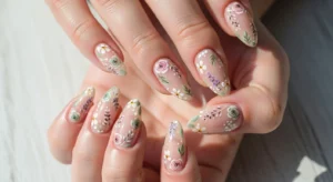 Floral Acrylic Nails