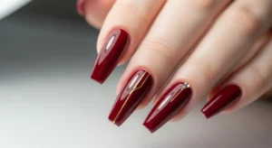 Dark Red Coffin Nails