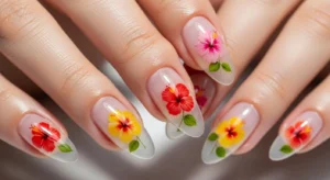 Transparent Base with Floating Hibiscus