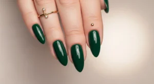 Dark Green Ultra Glossy Nails