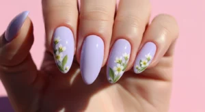 Lavender Floral Corner Nails
