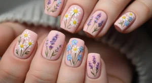 Matte Wildflower Nails