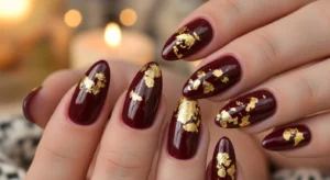Burgundy with Gold Leaf