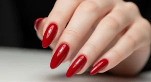 Almond-Shaped Red Nails