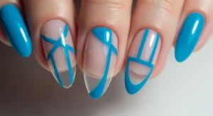 Blue Negative Space Nails