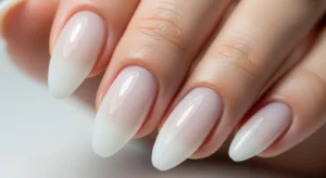 Milky White Almond Nails