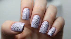 Light Purple with Silver Line Art