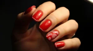 Bandana-Inspired Red Nails