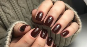 Chocolate Brown Glossy Nails