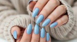 Powder Blue Glossy Nails
