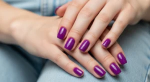 Short Glossy Violet Nails