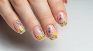 Half-Nail Floral Design
