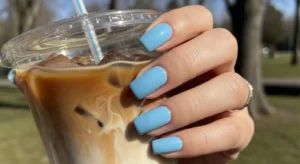 Baby Blue Glossy Nails