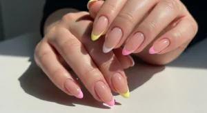 Pink and Yellow French Tips