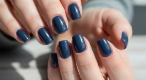 Short Blue Minimal Nails