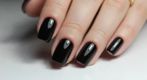 Short Black Square Nails