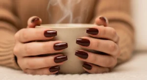 Chocolate Brown Coffin Nails