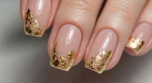 Gold Foil Nude Nails