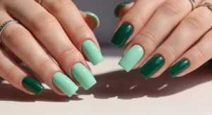 Two-Tone Green Alternating Nails