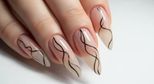 Minimal Line Art Stiletto Nails