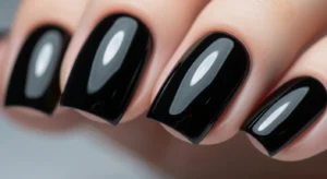 Classic Black Glossy Gel Nails