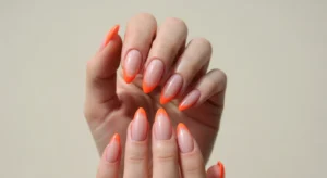 Clear Nails with Bold Color Tips