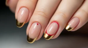 Red with Thin Gold French Tip