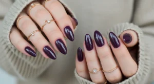 Dark Purple Almond Nails

