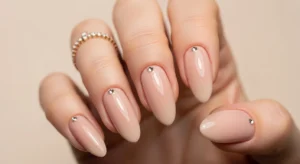 Nude Nails with Tiny Gems