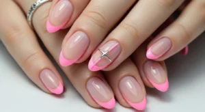 Double French Line Pink Nails
