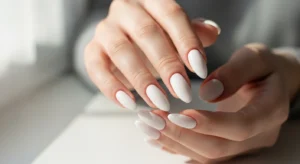 Milky White Soft Glam Nails