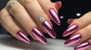 Chrome Pink Glam Nails