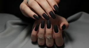 Matte Black Coffin Nails
