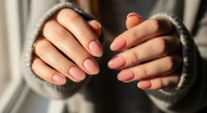 Sheer Glossy Pink Gel Nails