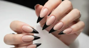 Matte and Glossy Combo Stiletto Nails