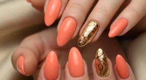 Peach Coral with Gold Foil
