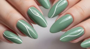 Glossy Sage with Thin White Line Design