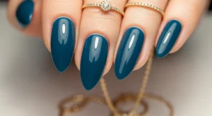 Deep Teal Blue Nails
