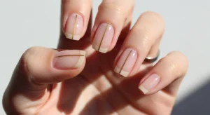 Clear Nails with Gold Stripe