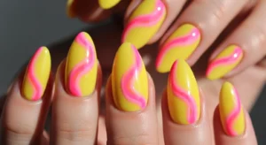 Yellow with Pink Swirls