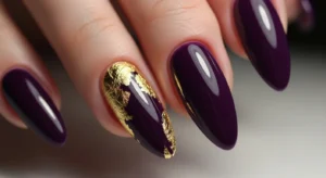Purple and Gold Accent Nails
