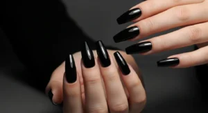 Glossy Black Coffin Nails