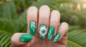 Tropical Green Base with White Hibiscus