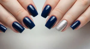 Blue Glitter Accent Nail