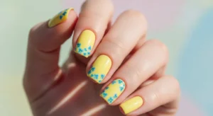Lemon Base with Blue Floral Design
