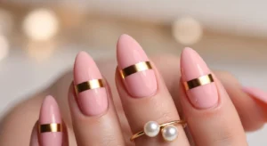 Pink and Gold Nails