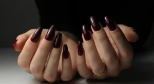 Burgundy Coffin Nails
